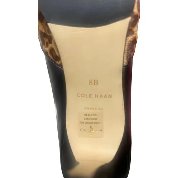 Cole Haan Womens Leopard Print Leather & Fur Pointed Toe Pumps Size 8B - Picture 5 of 5